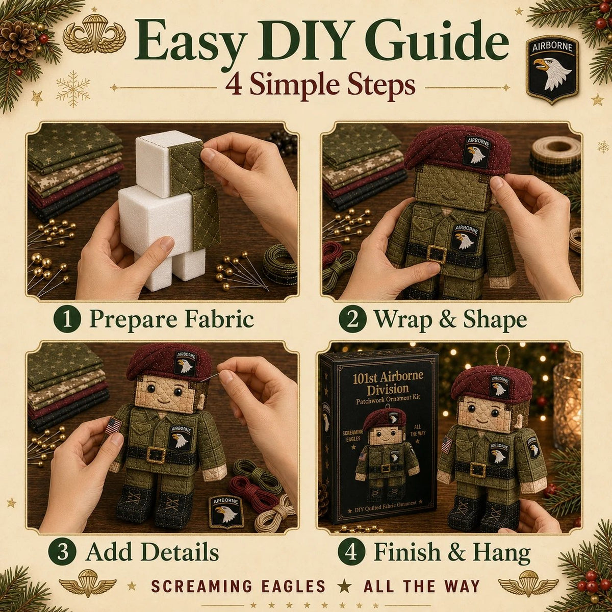 U.S. Army Airborne Paratrooper Patchwork Ornament DIY Kit