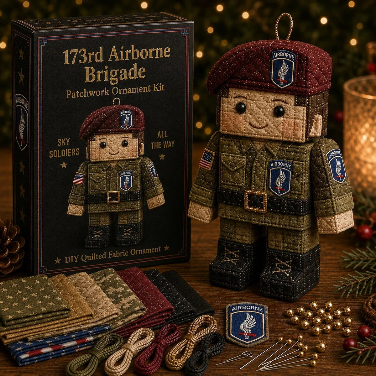 U.S. Army Airborne Paratrooper Patchwork Ornament DIY Kit