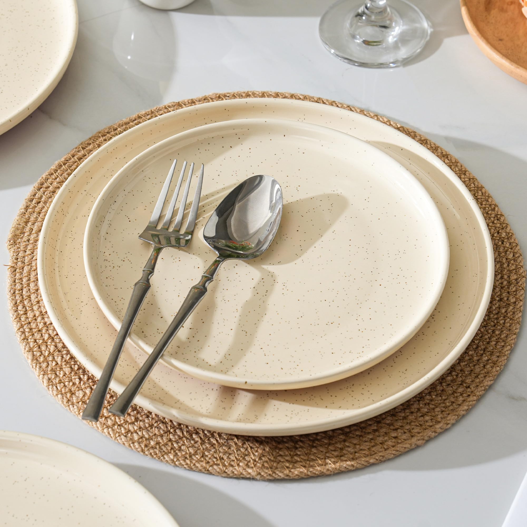 10.25" Ceramic Dinner Plates Set of 4 – Speckled Stoneware Plates