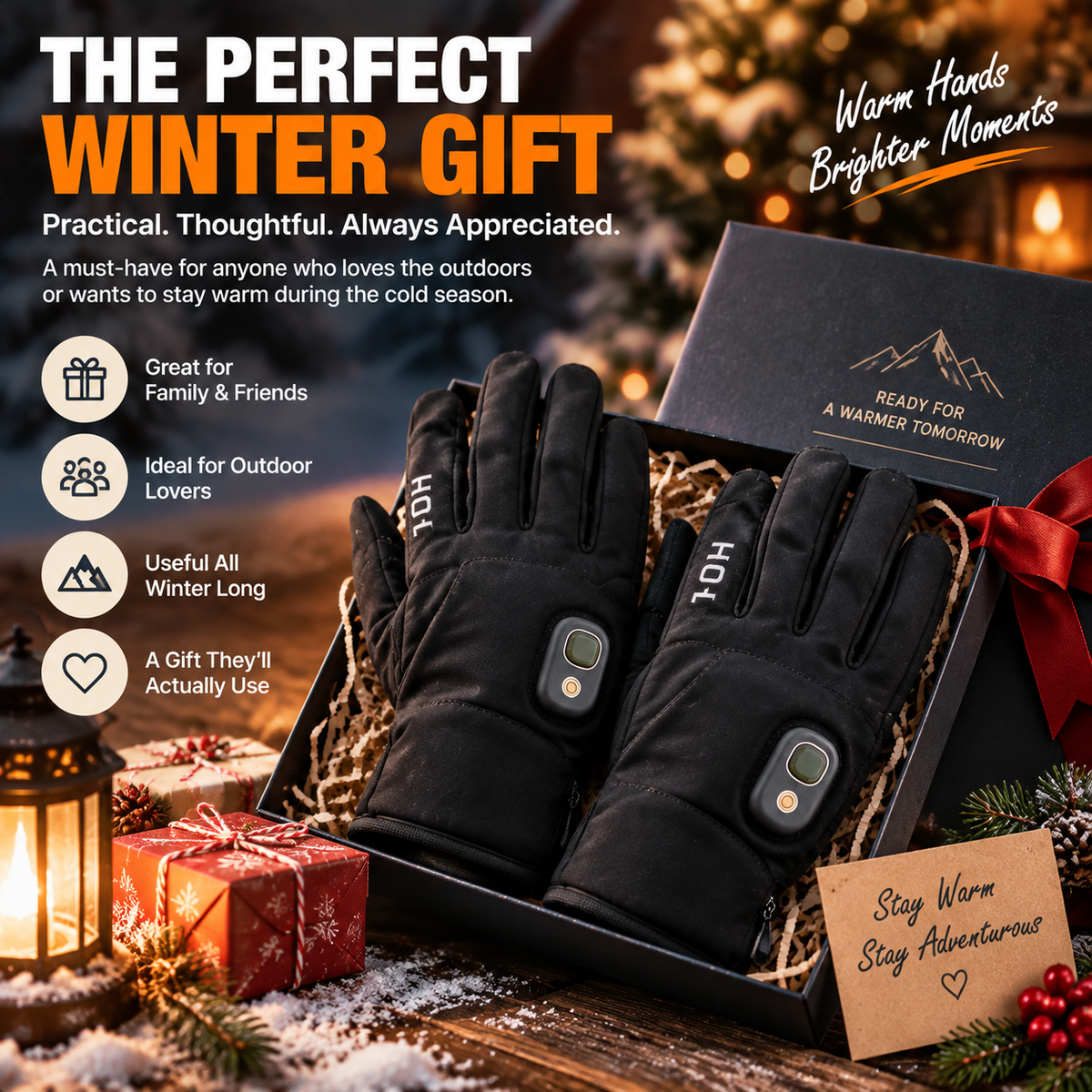 Rechargeable Heated Gloves – Touchscreen Winter Gloves with Adjustable Heat