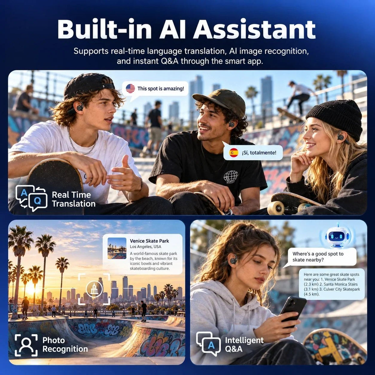 AI Camera Open-Ear Headphones