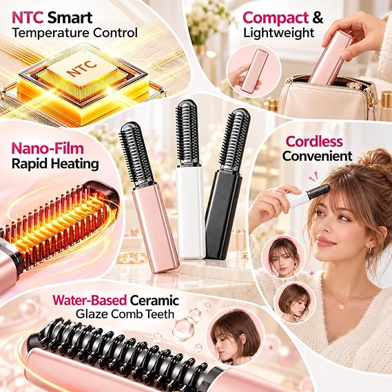 Portable Cordless Mini Hair Straightener Comb
