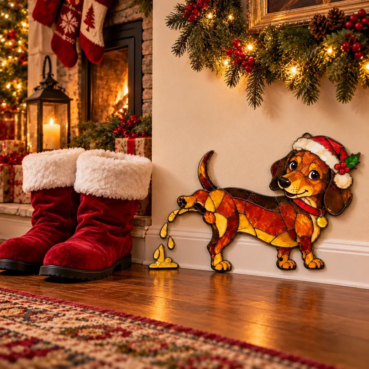 Funny Peeing Dachshund Christmas Decoration