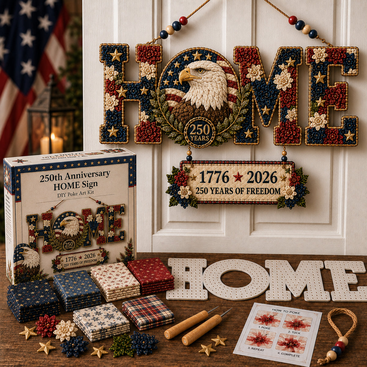 DIY Fabric Poke Art Home Sign Kit