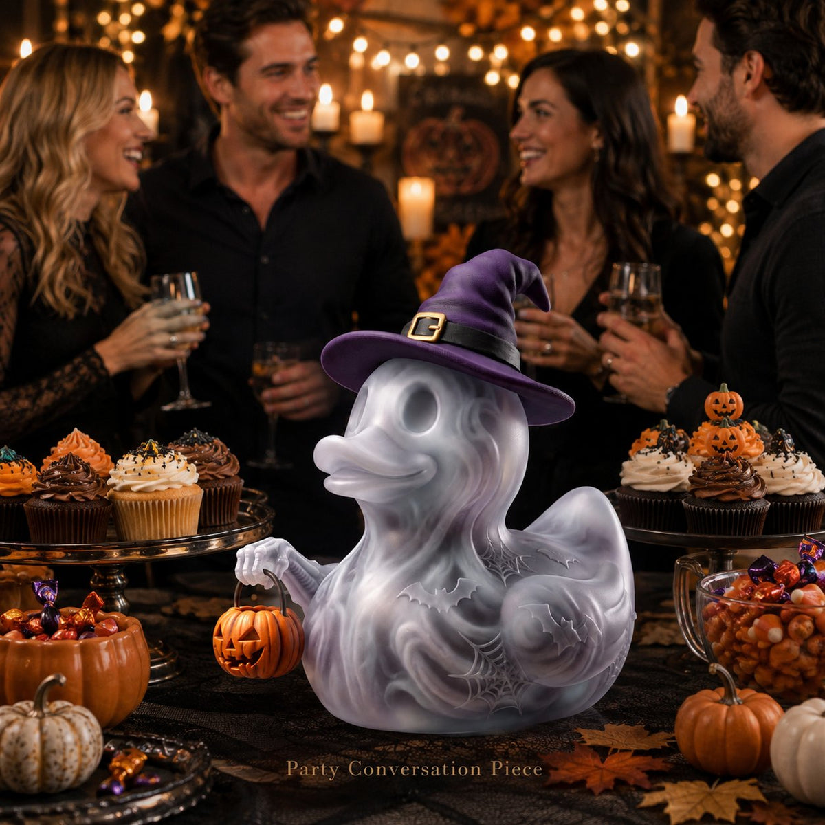 Halloween 2026 Spooky Ghost Witch Duck Figurine