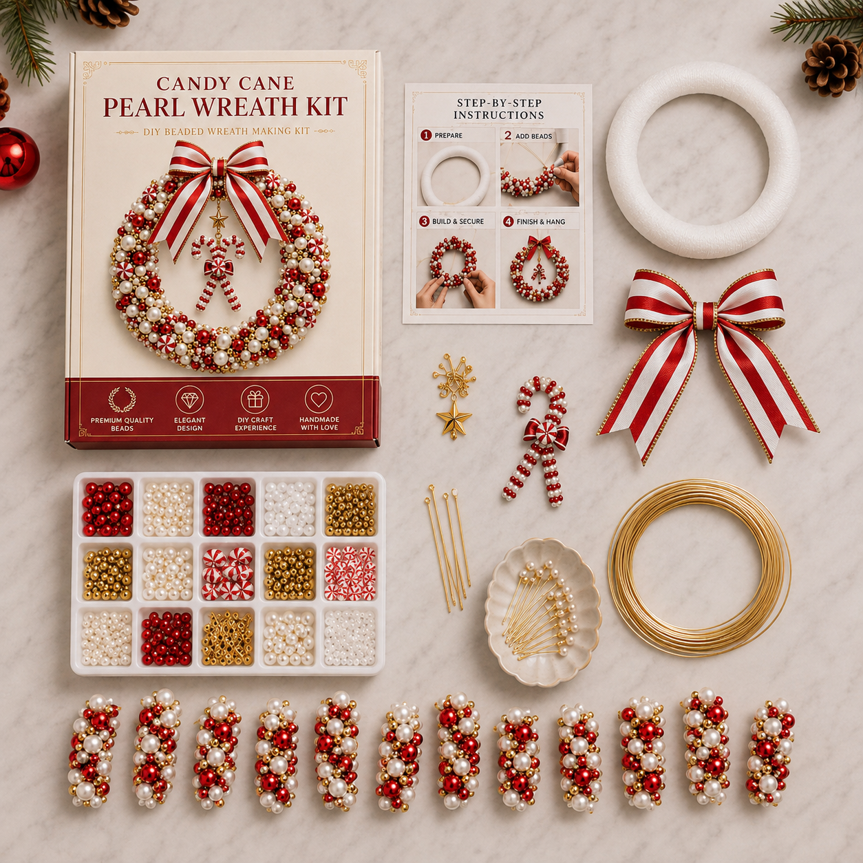 DIY Pearl Art - Christmas Wreath