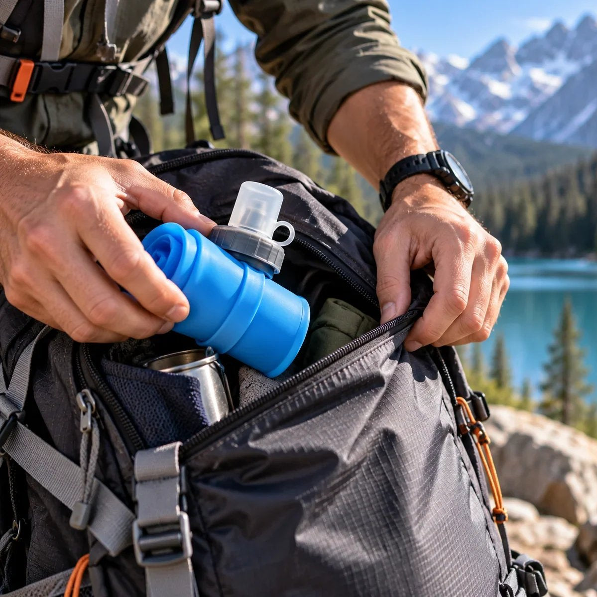 Silent Collapsible Hunting Water Bottle – 500ML Soft Flask for Outdoor Adventure