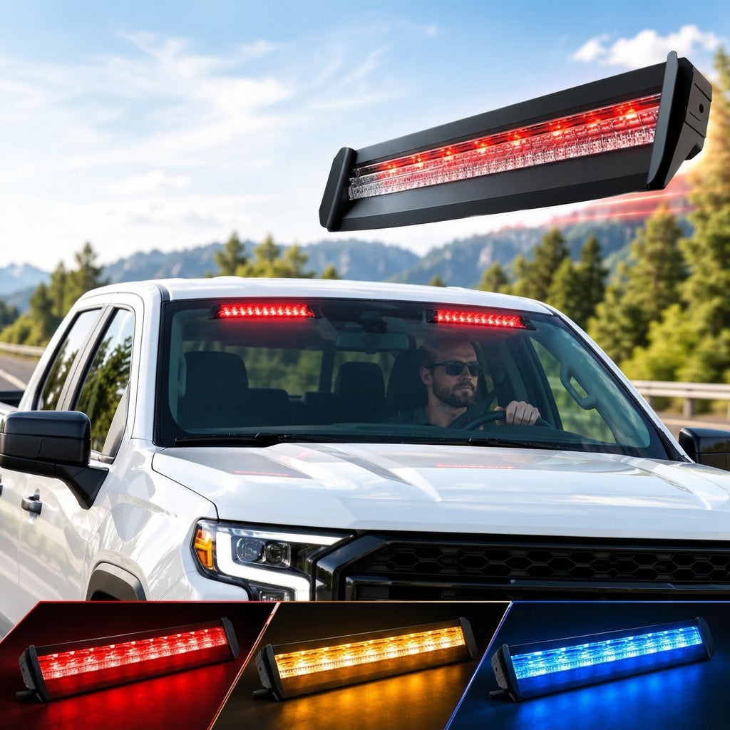 3-Color LED Windshield Warning Light Bar