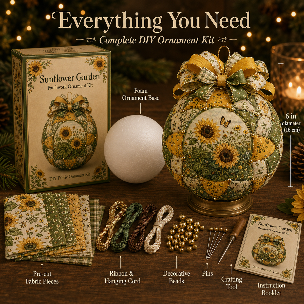 Garden & Birds Patchwork Ornament DIY Kit