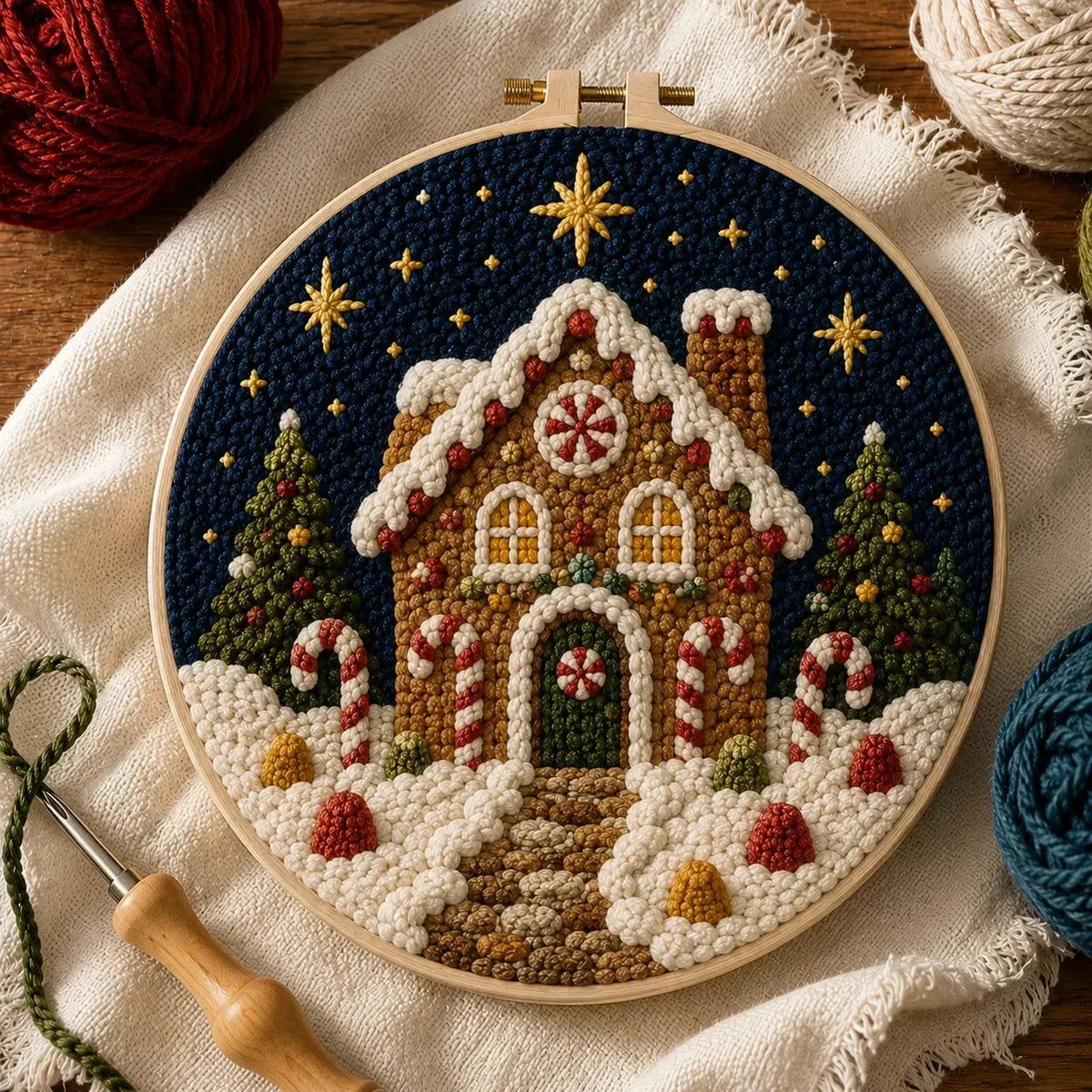 Beginner-Friendly Christmas Punch Needle DIY Kit