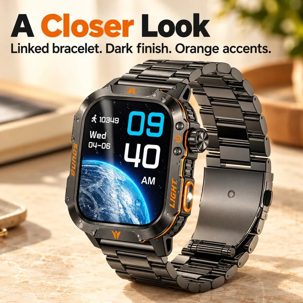 Outdoor-Inspired Smartwatch with Flashlight & Calling