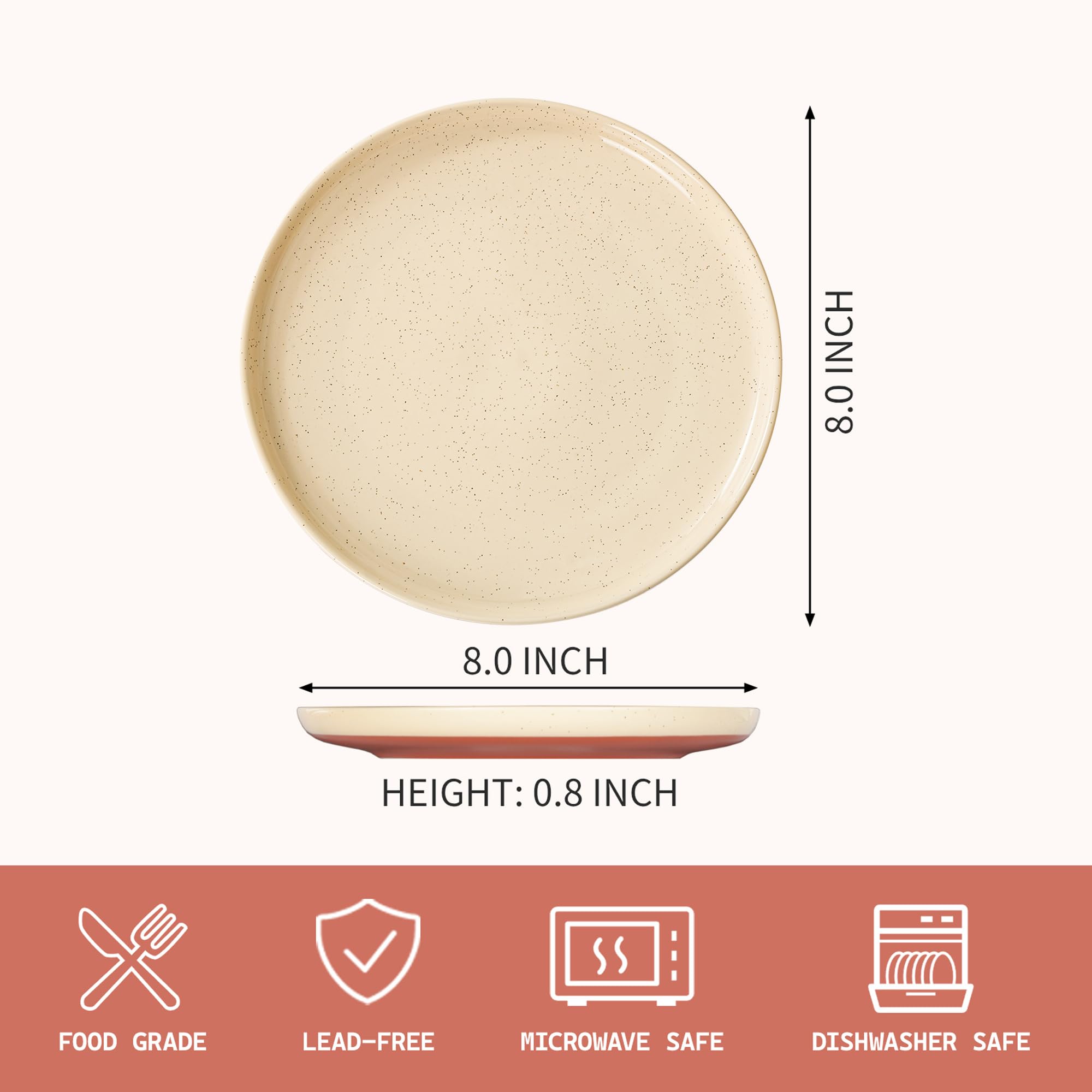 10.25" Ceramic Dinner Plates Set of 4 – Speckled Stoneware Plates