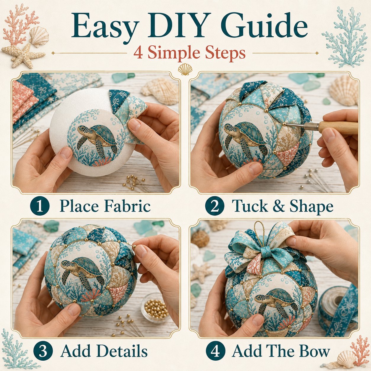 Beginner-Friendly DIY Ocean Treasures Patchwork Ornament Kit Collection