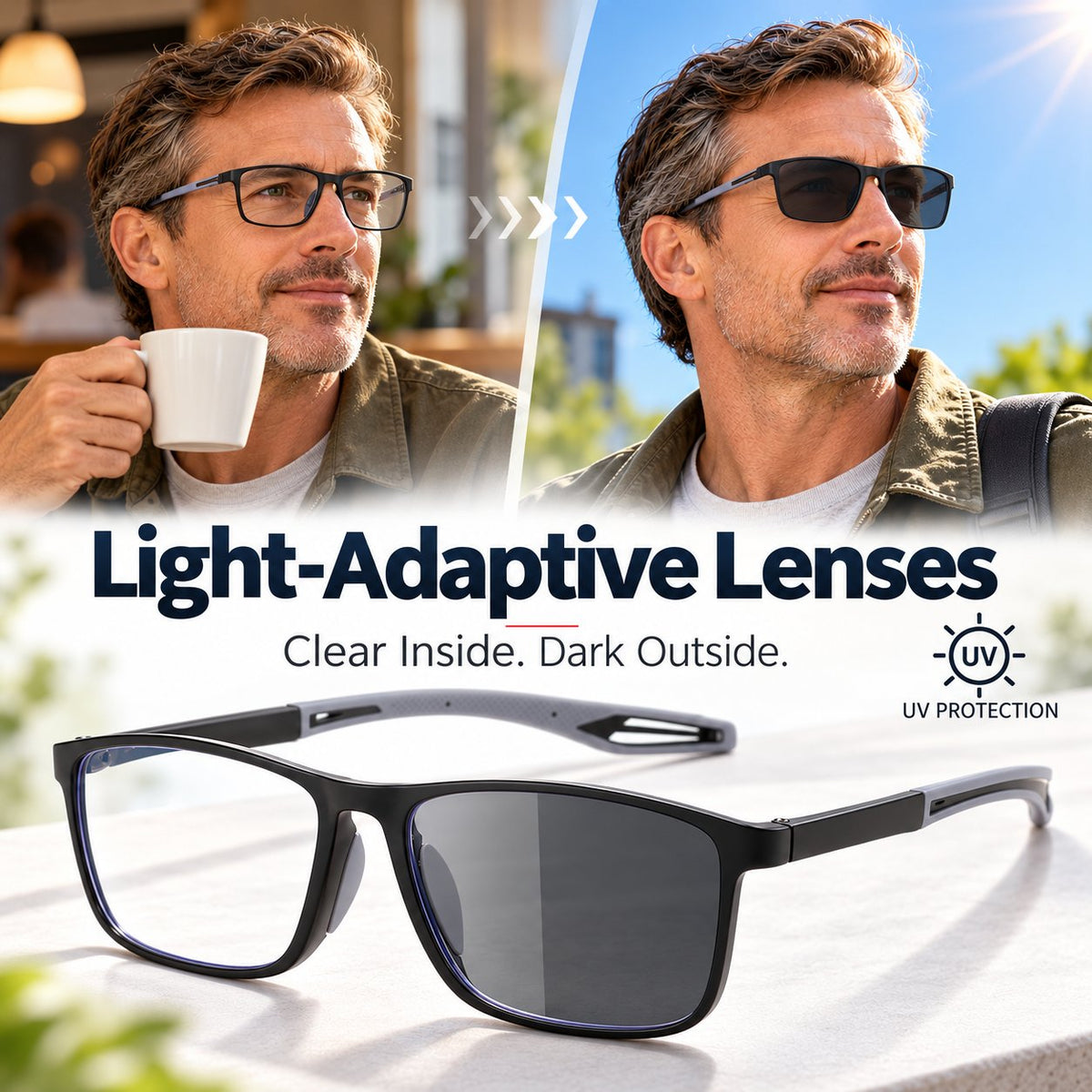 Photochromic Progressive Reading Glasses