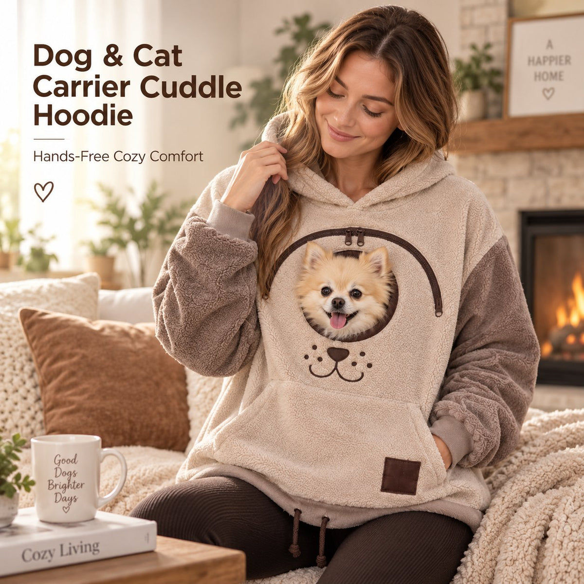Cozy Pet Carrier Hoodie — Built-In Pouch for Cats & Small Dogs