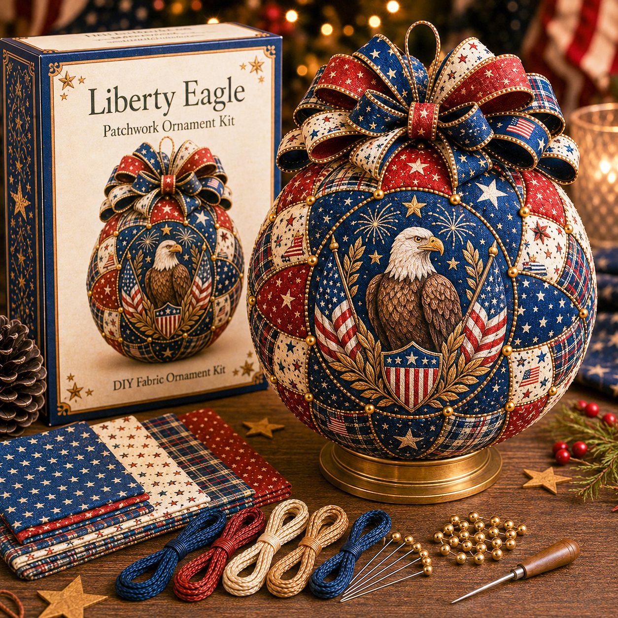 Patriotic & Military Tribute Patchwork Ornament DIY Kit