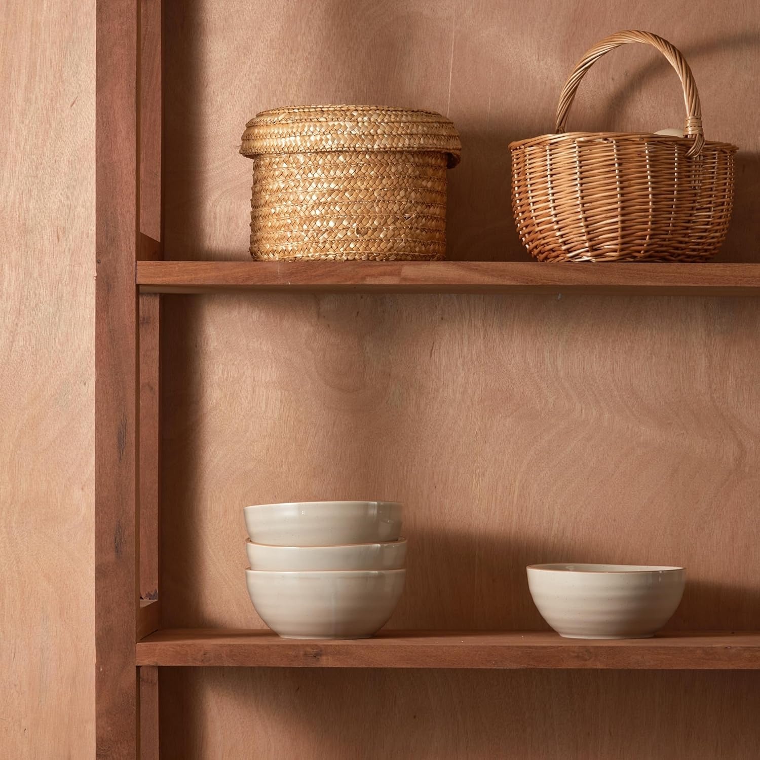 Light Beige Stoneware Cereal Bowl Set