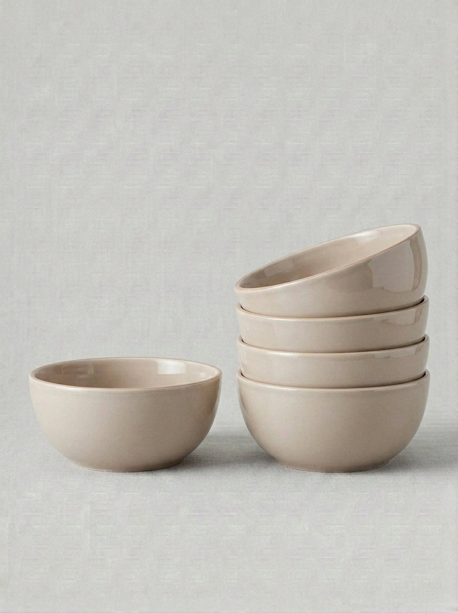 Light Beige Stoneware Cereal Bowl Set