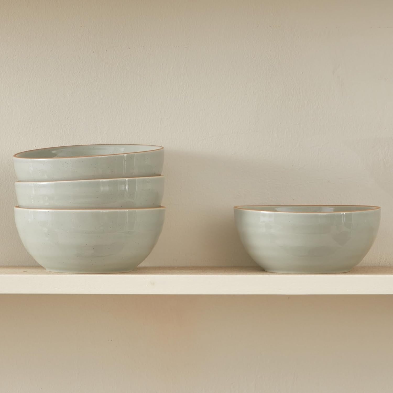 Light Beige Stoneware Cereal Bowl Set
