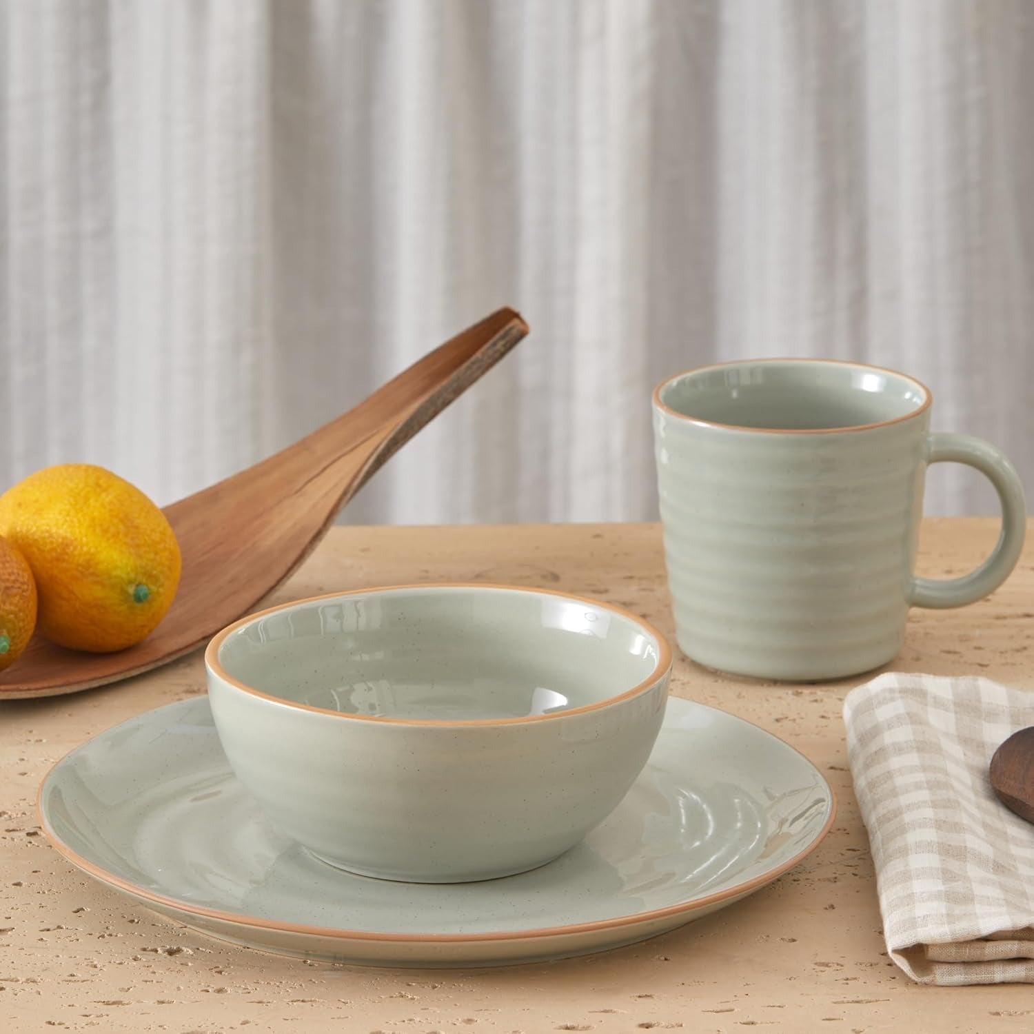 Light Beige Stoneware Cereal Bowl Set