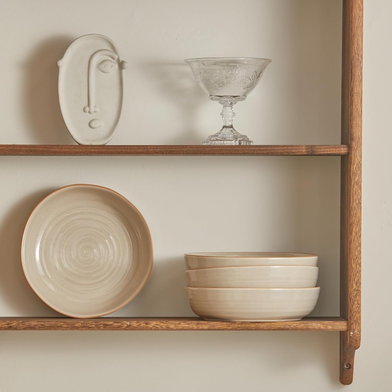 Light Sage Green Stoneware Pasta Bowl Set