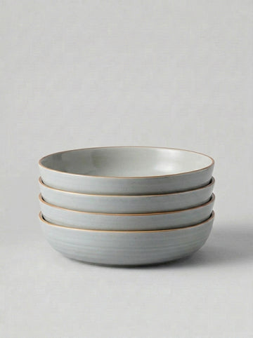 Light Sage Green Stoneware Pasta Bowl Set