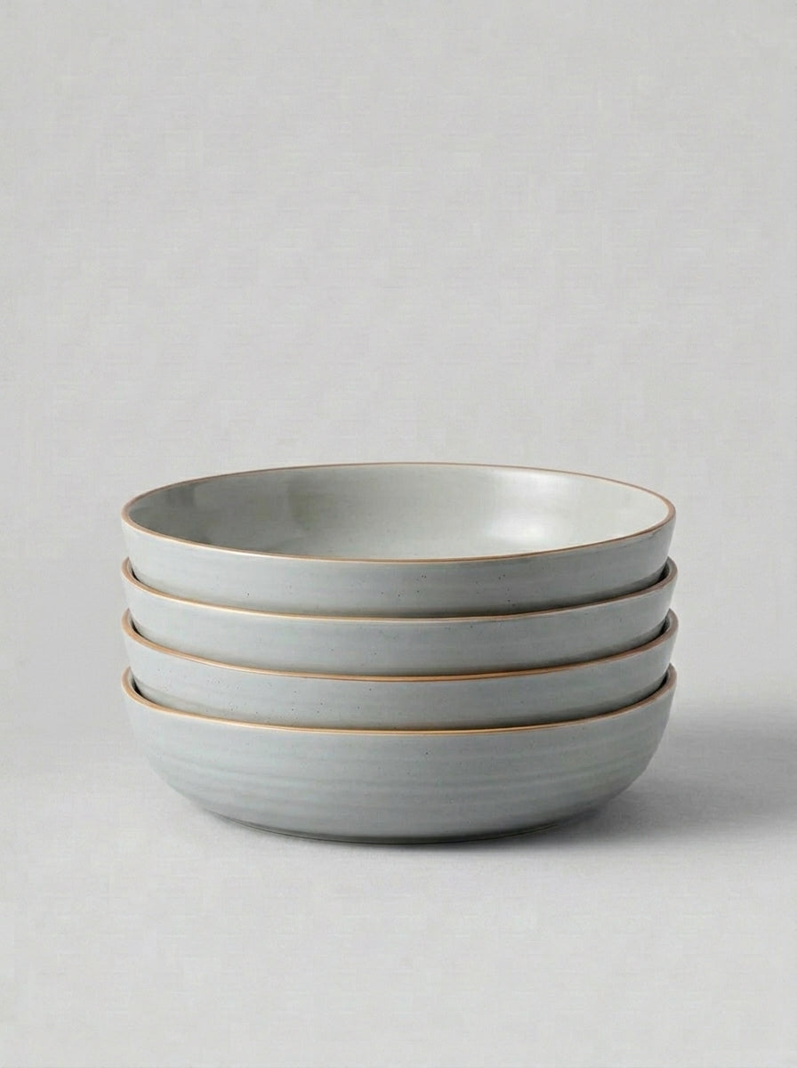 Light Sage Green Stoneware Pasta Bowl Set