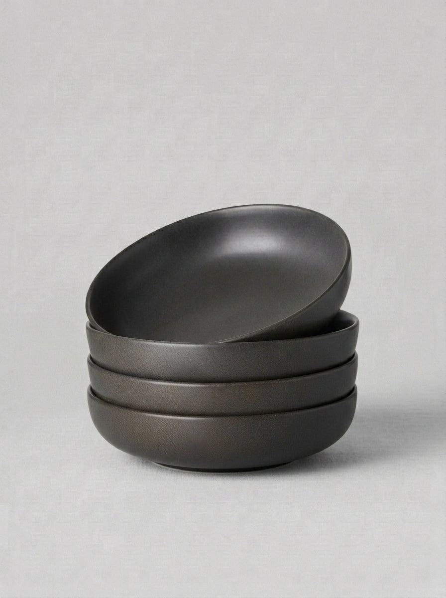 Modern Matte Black Ramen Pasta Bowl Set