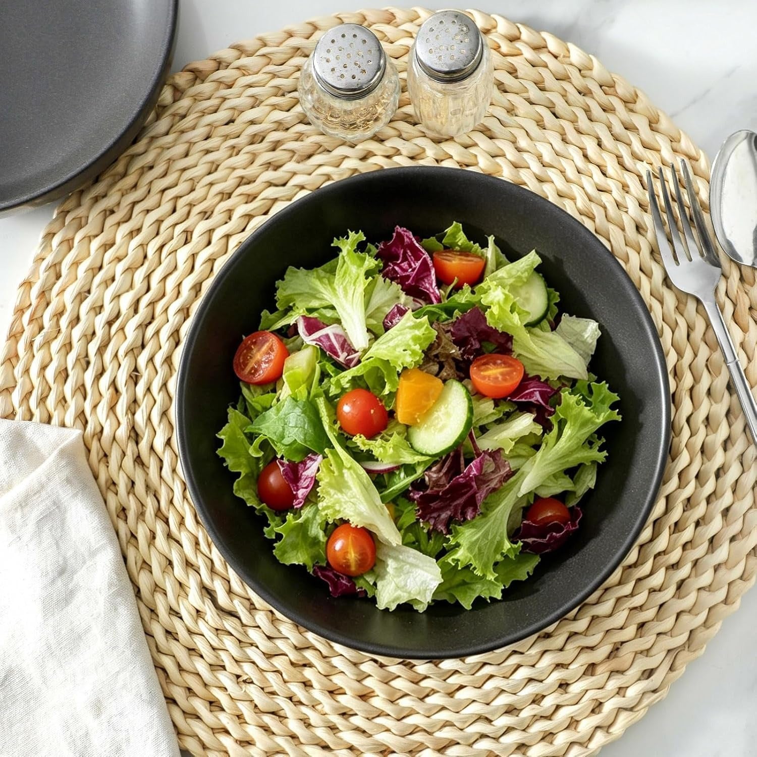 Modern Matte Black Ramen Pasta Bowl Set