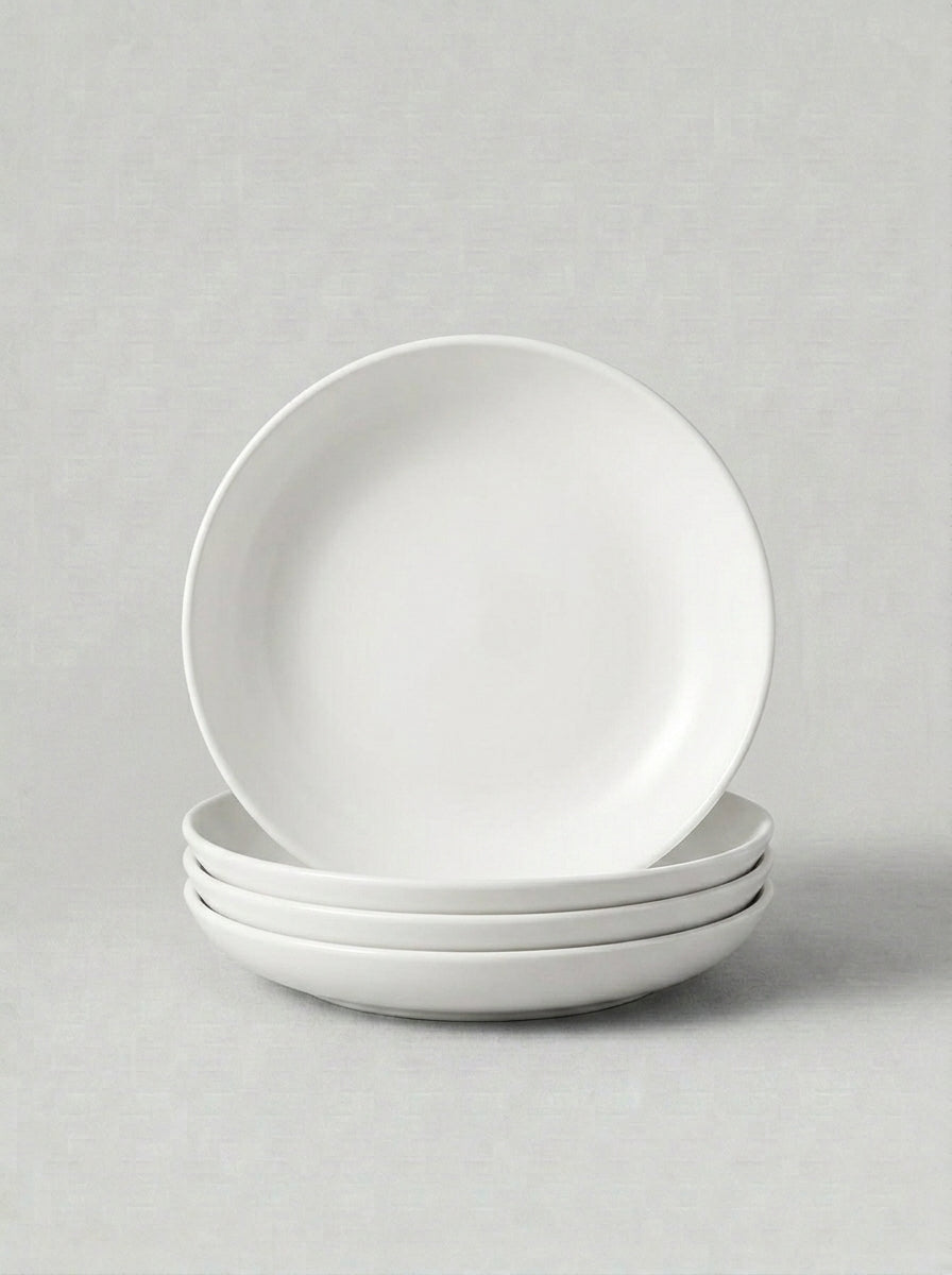 Elegant Matte Black Stoneware Dinner Plates Set of 4