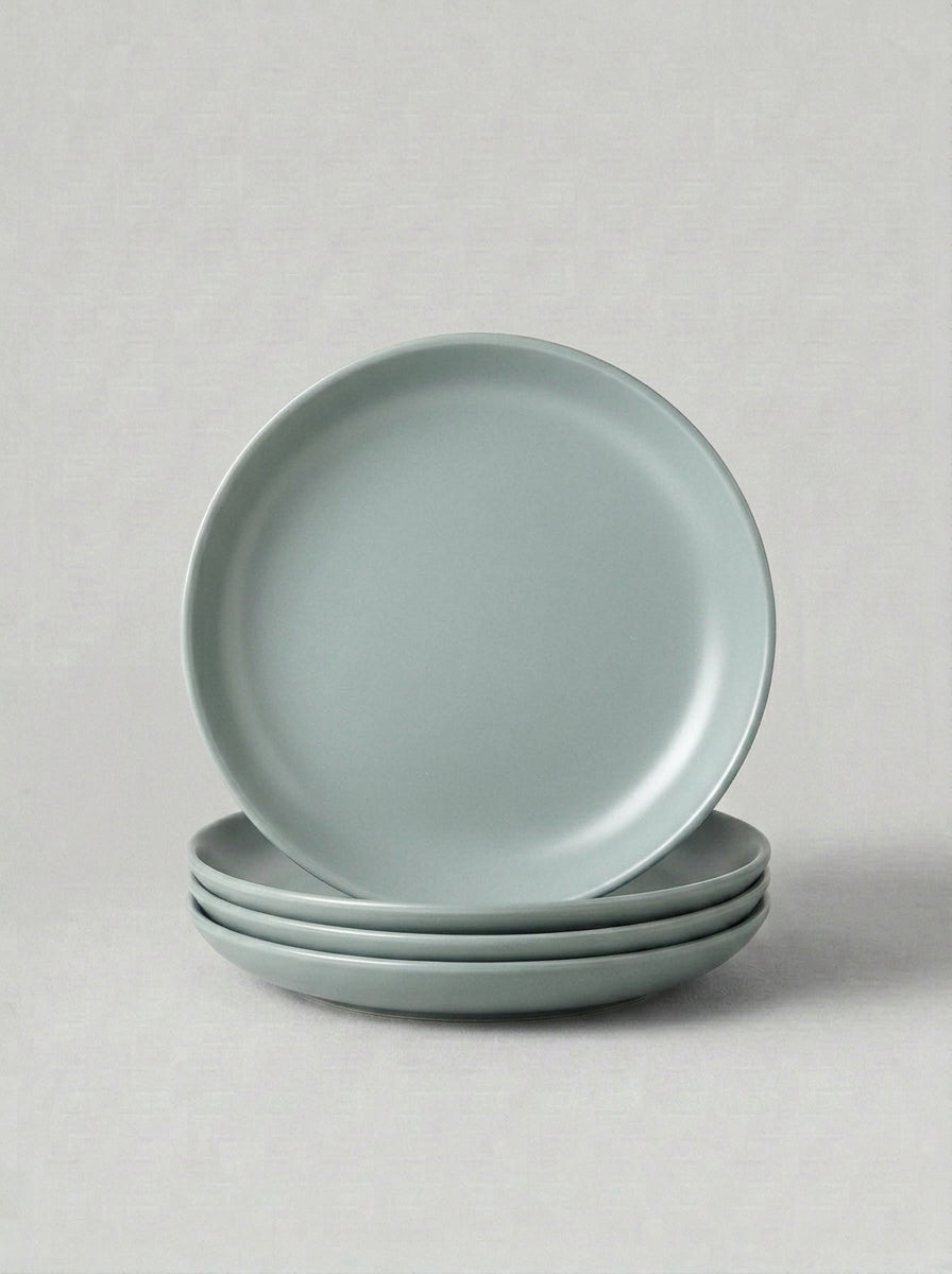 Elegant Matte Black Stoneware Dinner Plates Set of 4