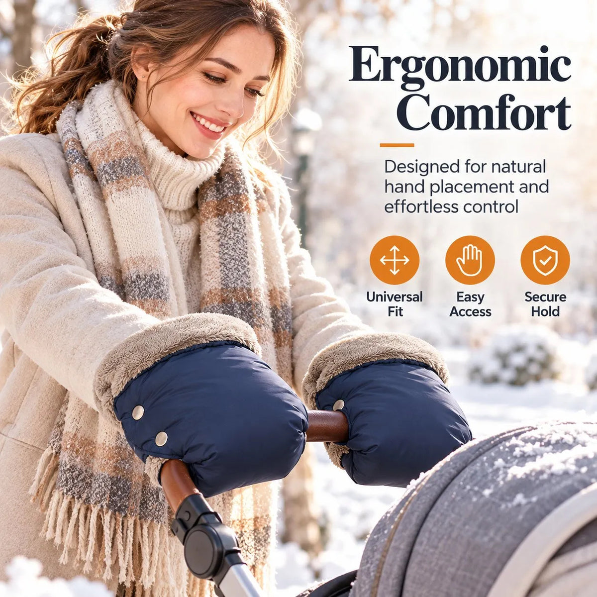 Winter Waterproof Baby Stroller Hand Muff Thicken Warm Stroller Gloves
