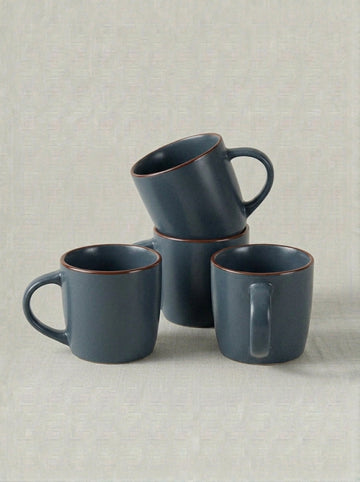 Stoneware Coffee Mug Set in Classic Blue
