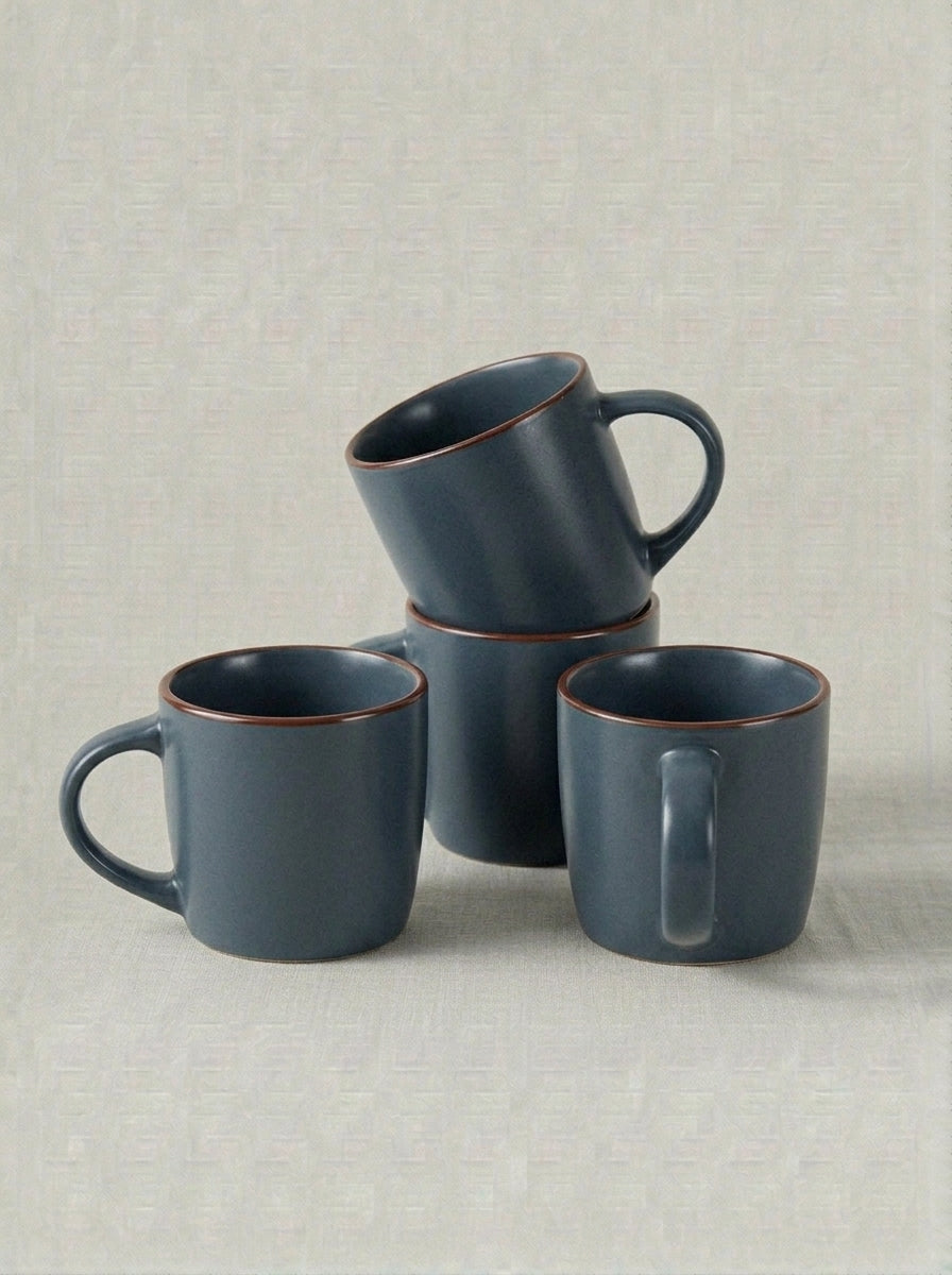Stoneware Coffee Mug Set in Classic Blue