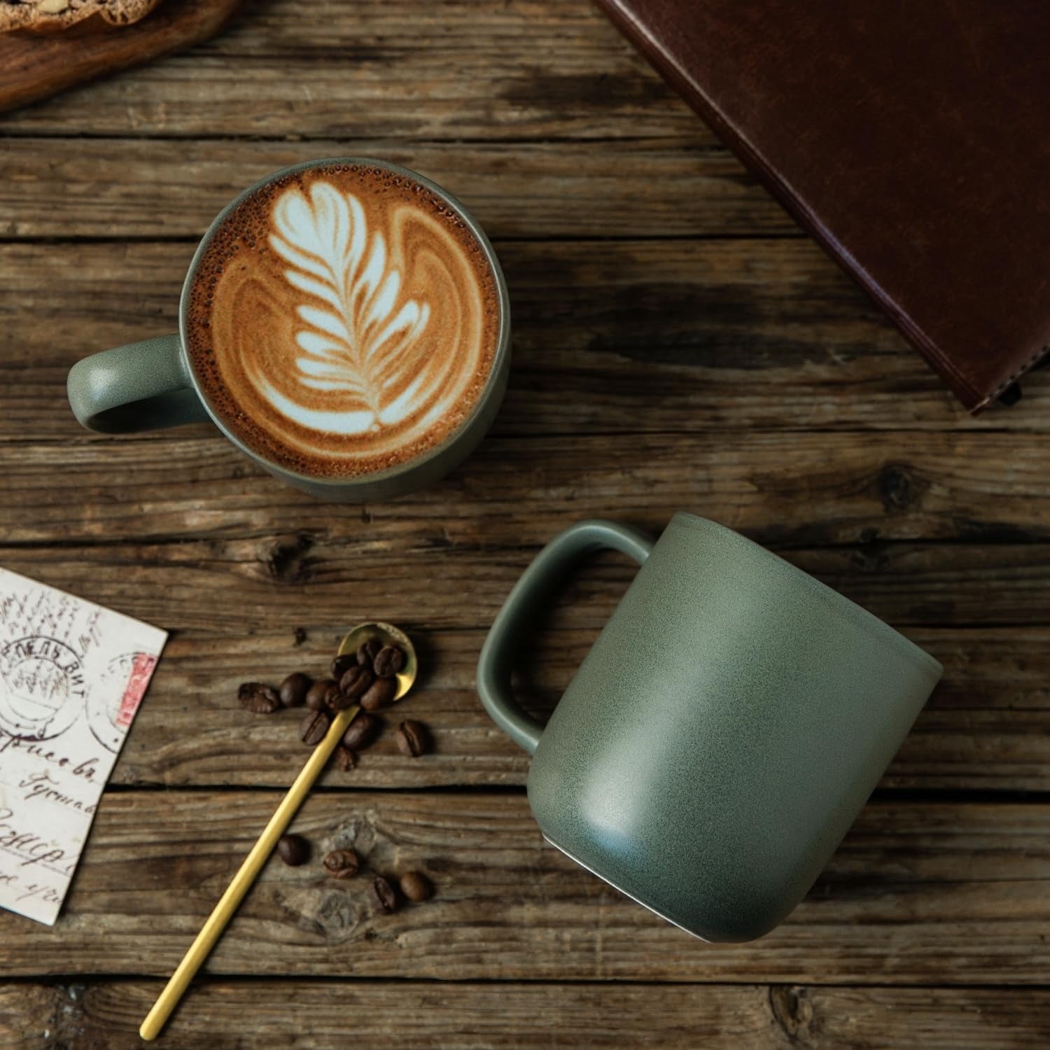 Matte White Ceramic Coffee Mug Set with Wavy Rim