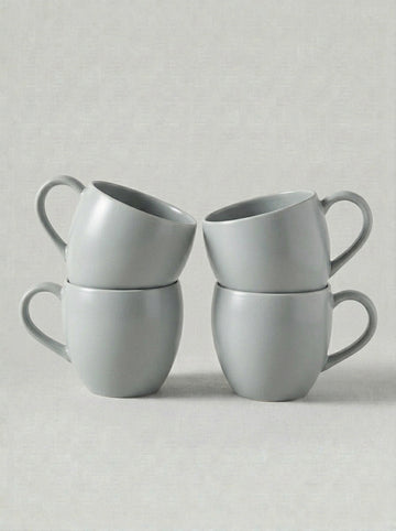 Modern Matte Black Stoneware Coffee Mug Set