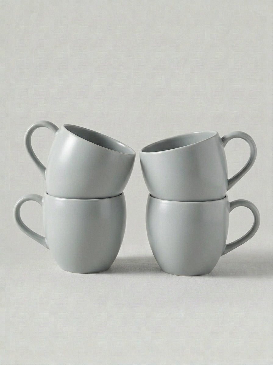 Modern Matte Black Stoneware Coffee Mug Set