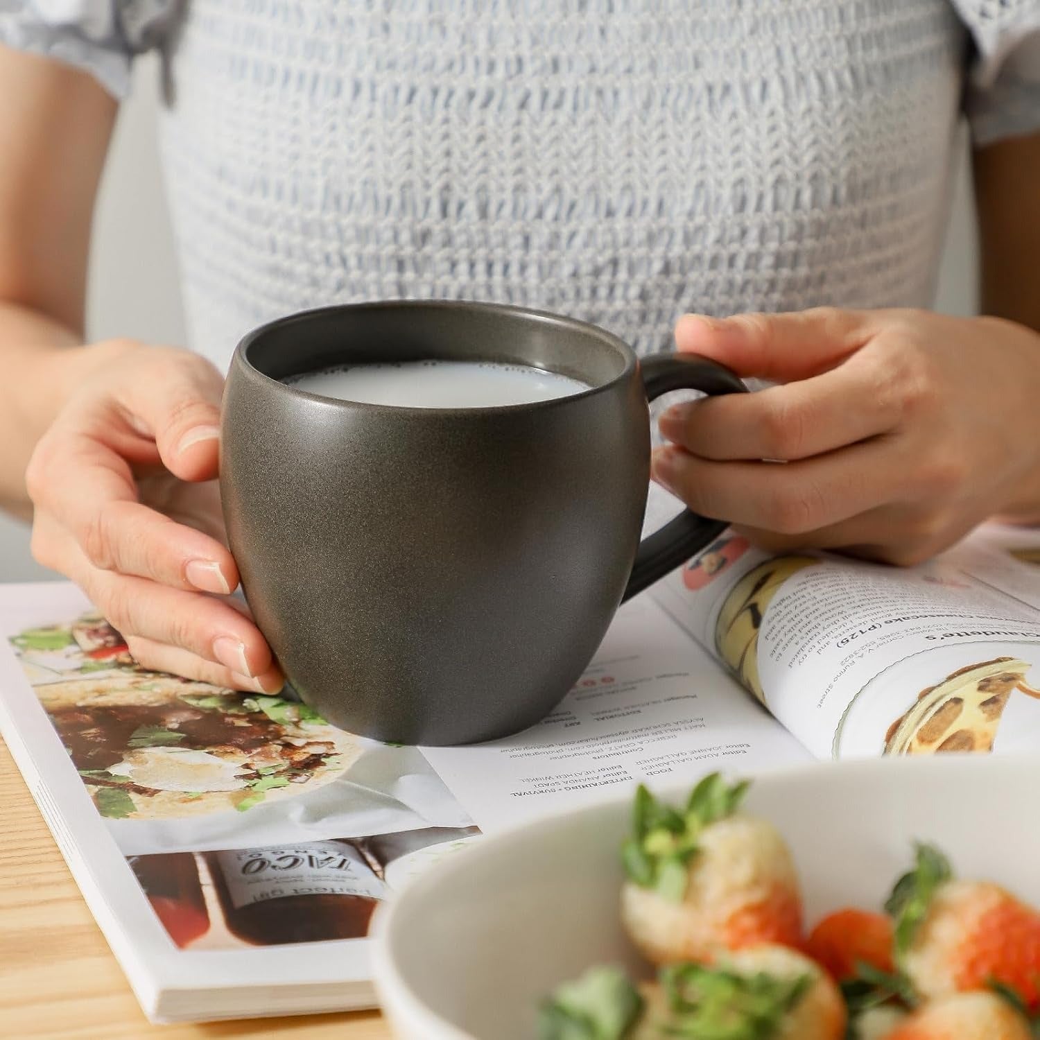 Modern Matte Black Stoneware Coffee Mug Set