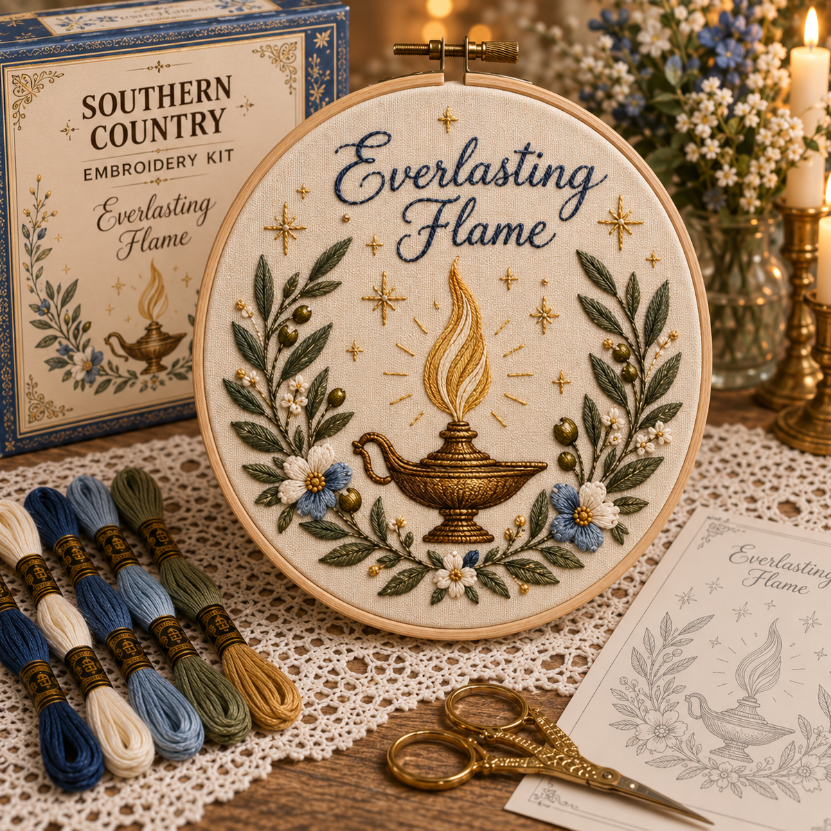 Hanukkah DIY Embroidery Kit – Beautiful Festival of Lights Designs