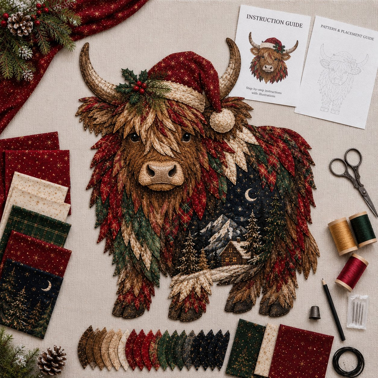 Christmas Woodland Wildlife DIY Patchwork Kit
