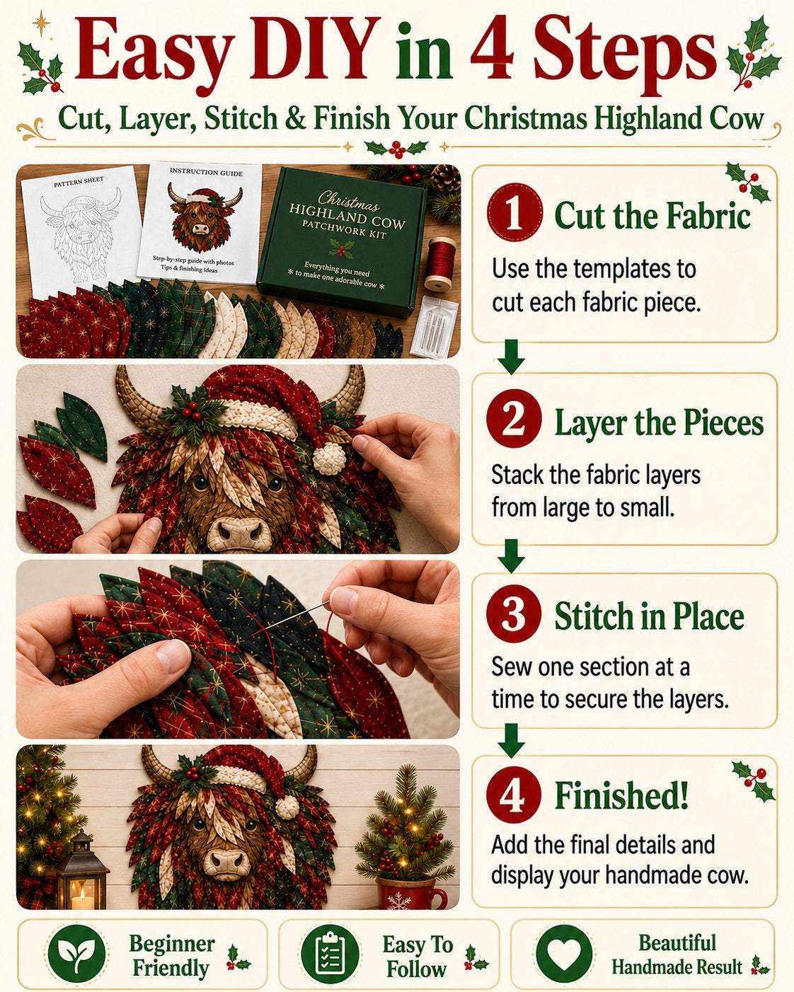 Christmas Woodland Wildlife DIY Patchwork Kit