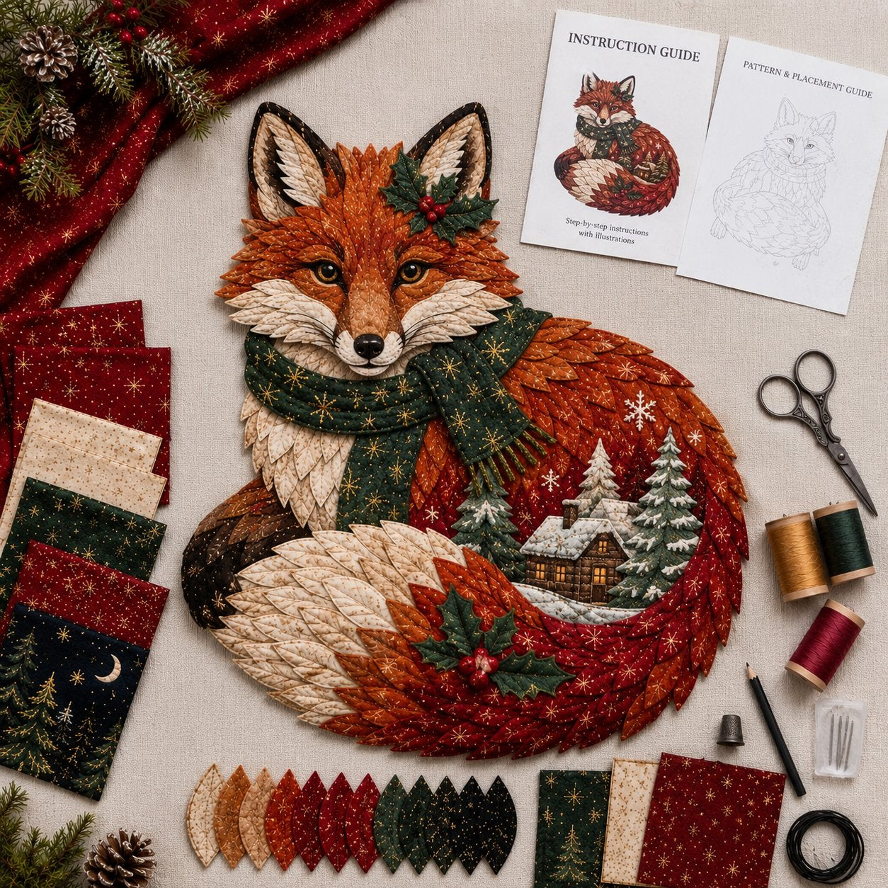 Christmas Woodland Wildlife DIY Patchwork Kit