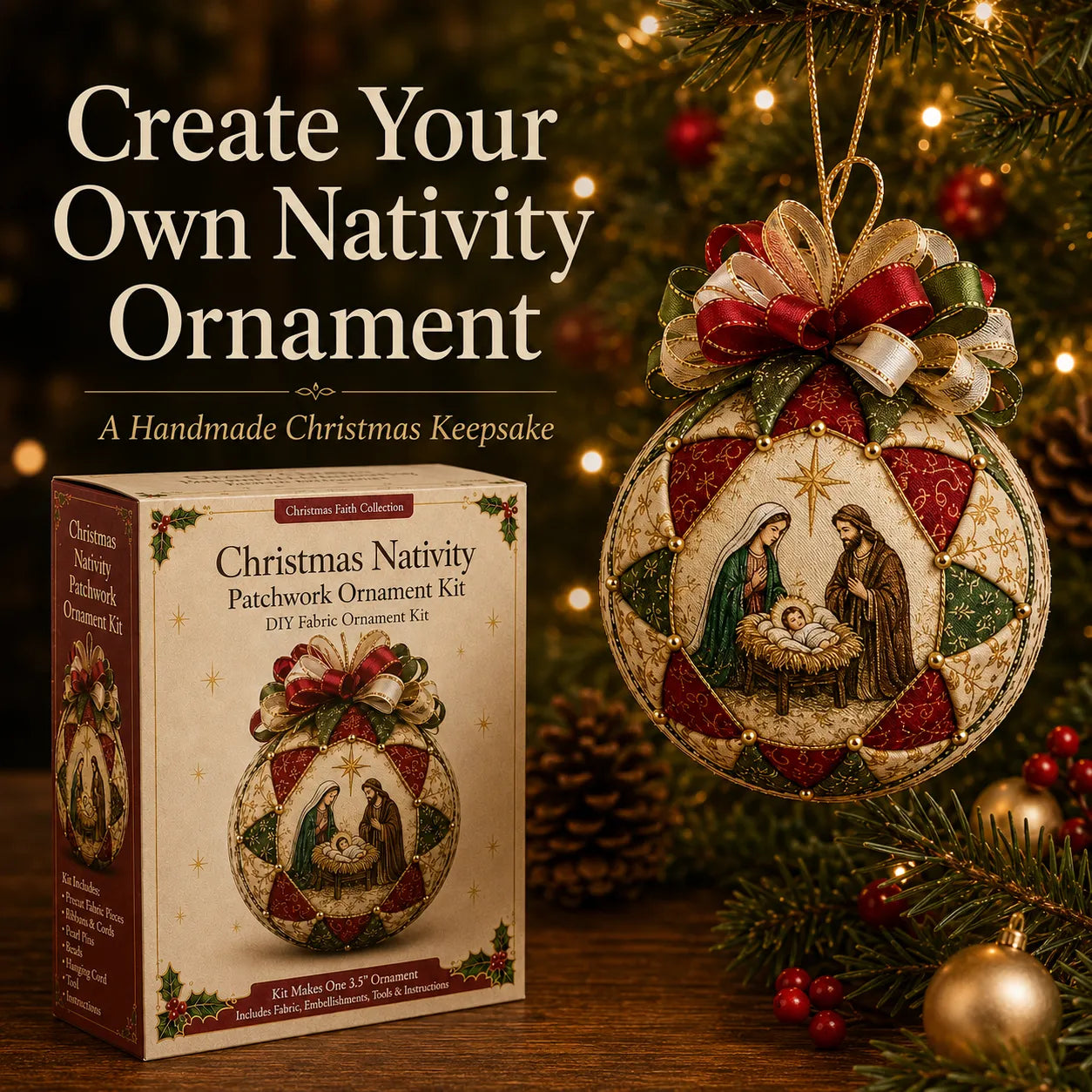 Christmas Nativity Patchwork Ornament DIY Kit