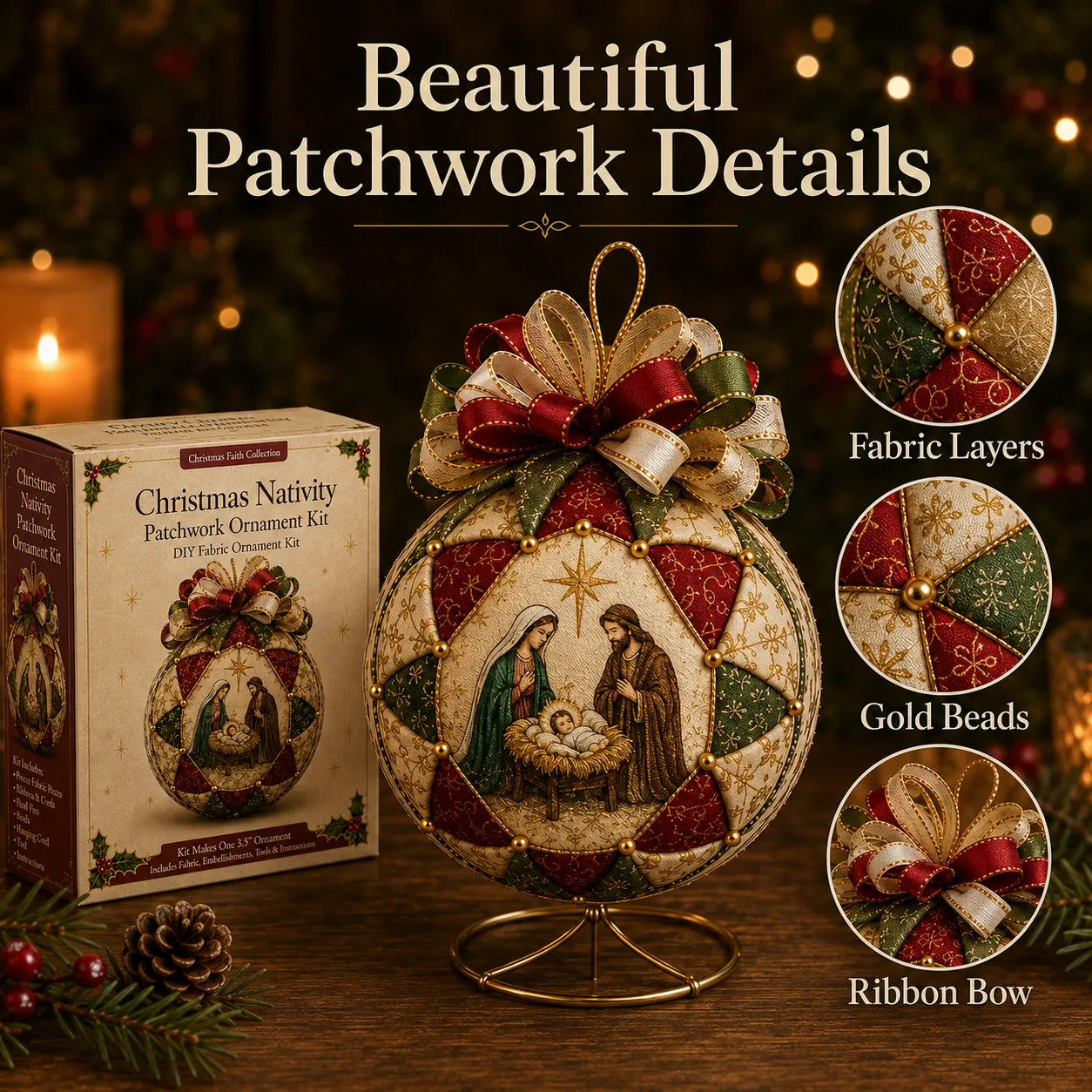 Christmas Nativity Patchwork Ornament DIY Kit