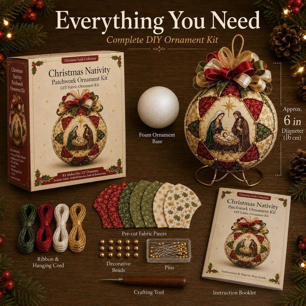 Christmas Nativity Patchwork Ornament DIY Kit