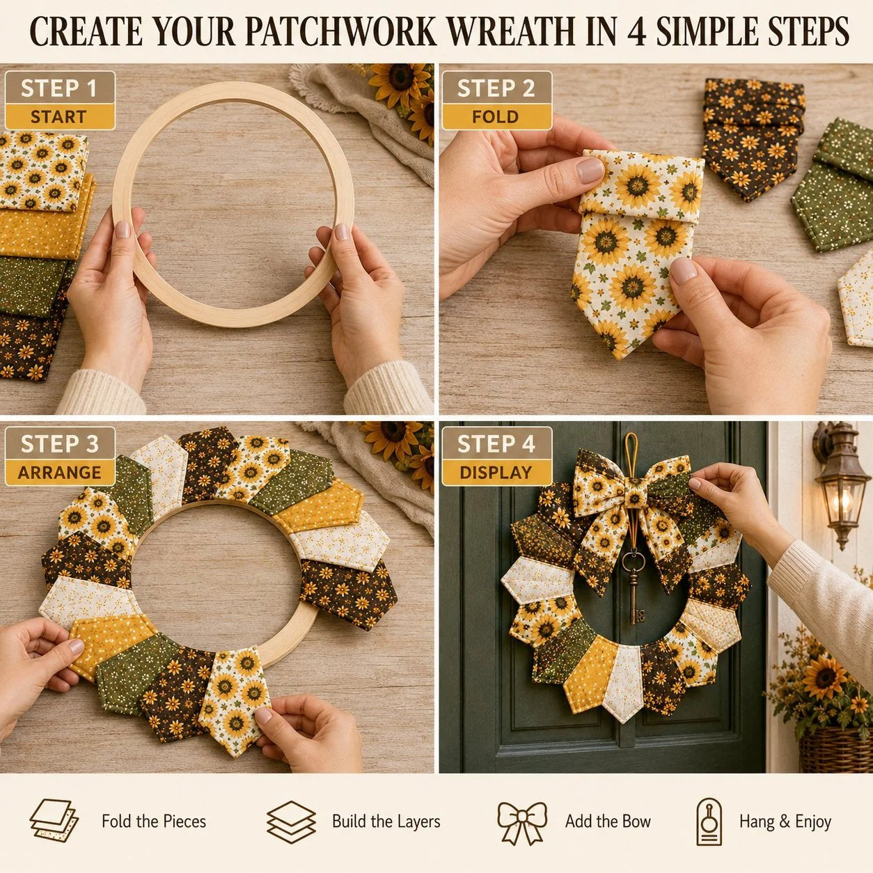 Beginner-Friendly DIY Seasonal Patchwork Wreath Kit Collection