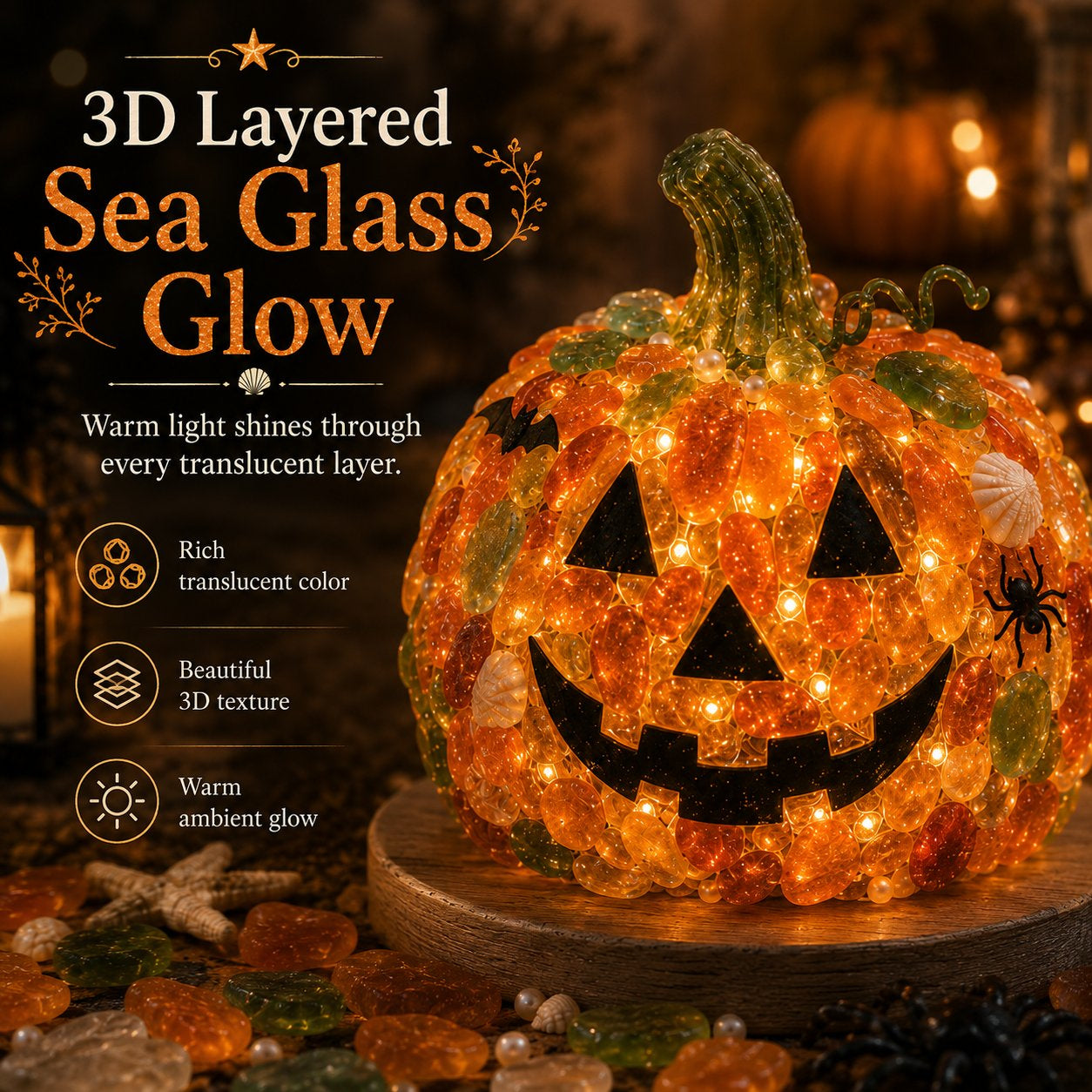 Beginner-Friendly DIY Lighted Sea Glass Halloween Character Kit Collection