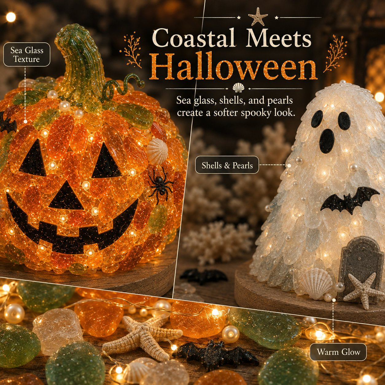 Beginner-Friendly DIY Lighted Sea Glass Halloween Character Kit Collection