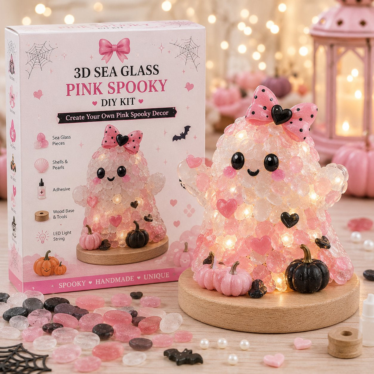 Beginner-Friendly DIY Lighted Sea Glass Halloween Character Kit Collection