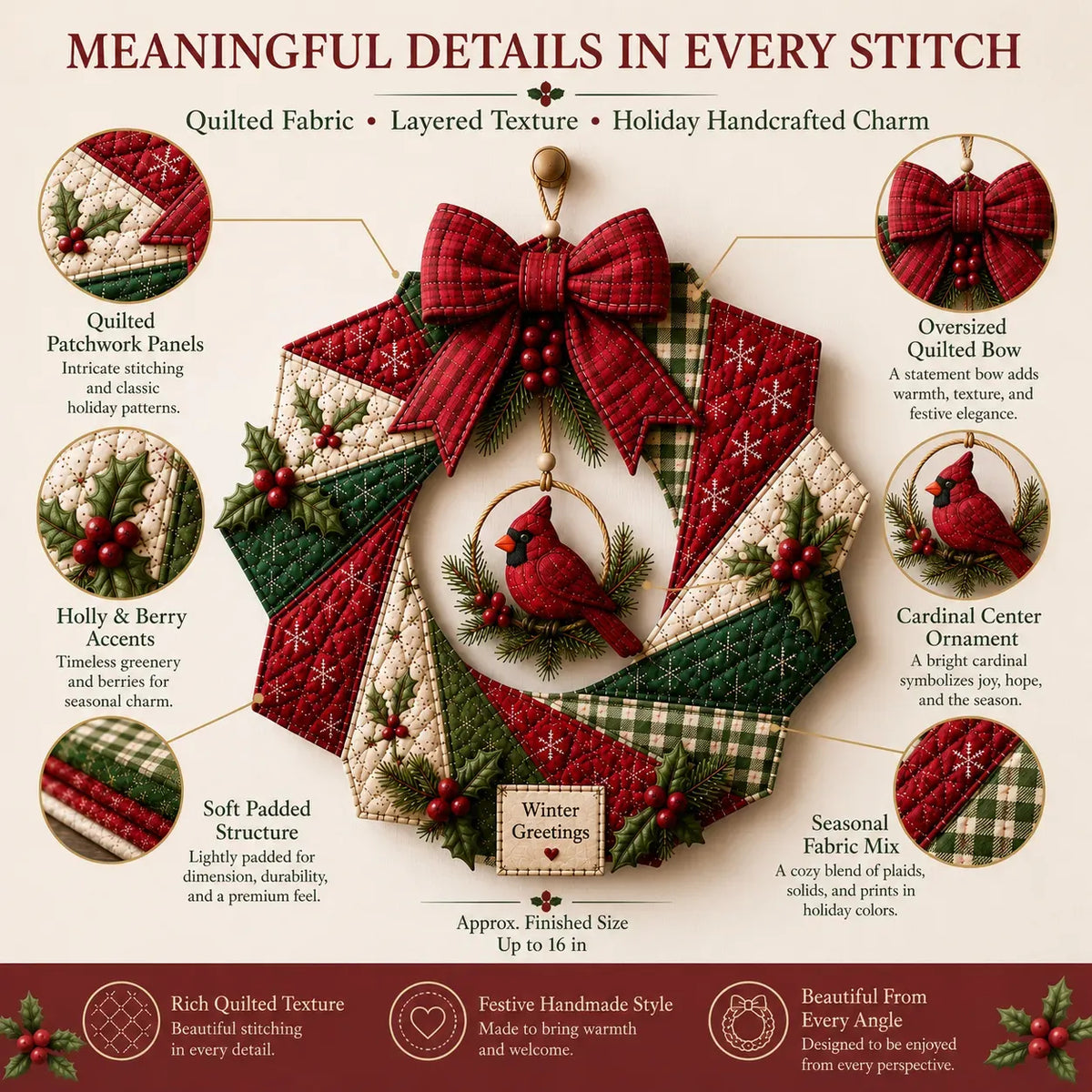 Beginner-Friendly DIY Christmas Fabric Wreath Kit Collection
